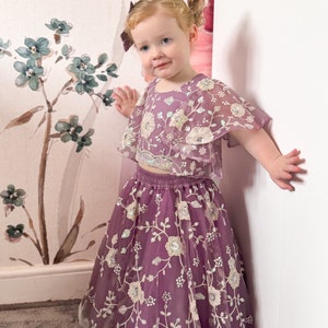 Baby Lehenga Choli en lilas français | Robe pour l'Aïd pour tout-petit | Robe indienne traditionnelle pour fille | Lehenga Choli pour fille | gosse, lehenga, choli