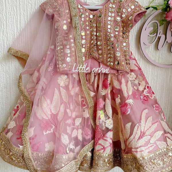 Full Embroidered Heavy Lehenga Choli in Pink | Floral Lehenga with Hand Embroidery | Baby Indian Wear | Baby Lehenga Choli | Toddler Lehenga