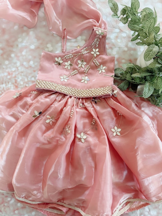 Hand embroidered pastel pink Lehenga Choli   |Lehenga with Hand Embroidery | Baby Indian Wear | Baby Lehenga Choli | Toddler Lehenga