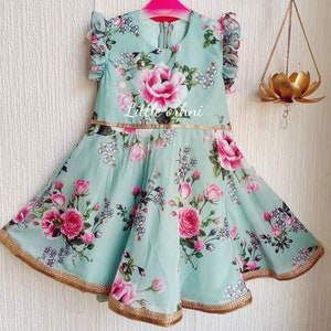 Floral Printed Anarkali Dress | Baby Anarkali Eid Gifts | Embroidery Anarkali Party Dress | Baby Summer Dress | Girl Indian Party Wear