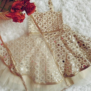 Full Embroidered Heavy Lehenga Choli in white & Gold |Lehenga with Hand Embroidery | Baby Indian Wear | Baby Lehenga Choli | Toddler Lehenga