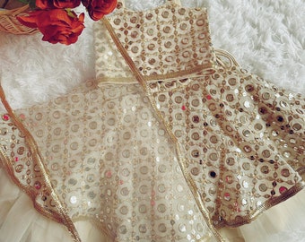 Full Embroidered Heavy Lehenga Choli in white & Gold |Lehenga with Hand Embroidery | Baby Indian Wear | Baby Lehenga Choli | Toddler Lehenga