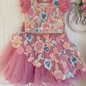 The Floral Embroidered Lehenga | Ruffle Short Sleeve Embroidered Lehenga for Baby Girls | Girl Indianwear Traditional | Kid Lengha Choli