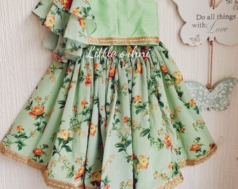 Mint Green Floral Set | Floral Organza Lehenga Choli for Baby | Baby Girl Indian Wear | Girl Indianwear Traditional | Kid Lengha Choli