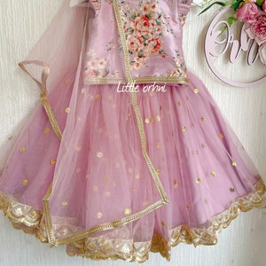 Lilac Dreamy Lehenga | Floral Organza Lehenga Choli for Baby | Toddler Ethnic Wear | Indian Lengha | Girl Indian Wear | Kids Indian Wear