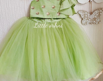 Mint Green Pastel Lehenga | Toddler Eid Dress | Traditional Indian Dress for Girl | Lehenga Choli for Girl | Kid Girl Lehenga Choli