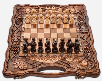 Wooden Chess Set, Folding Chessboard, Handmade Chess Set for Travelling, Portable and Collapsible, Luxury Chess Set, Personalized Chess Gift
