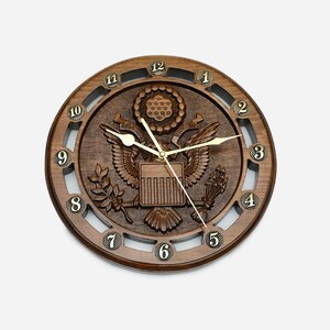 Personalized Coat of Arms Wooden Clock: Handmade Shield Wall Decor