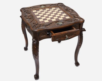 Handle table chess. Luxury chess with bronze Eagle