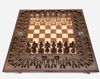 Handle chess with place for chess checkers