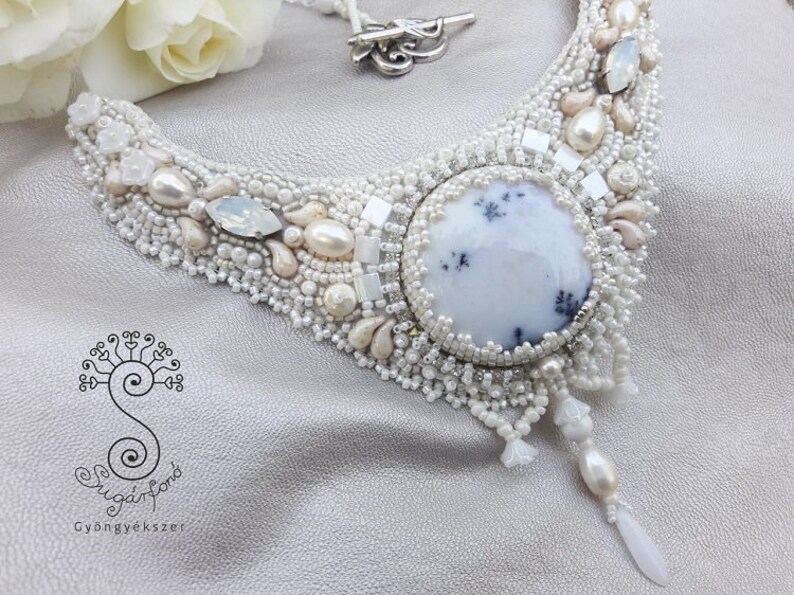 Bead Embroidered Bridal Necklace Wedding Jewelry with Etsy