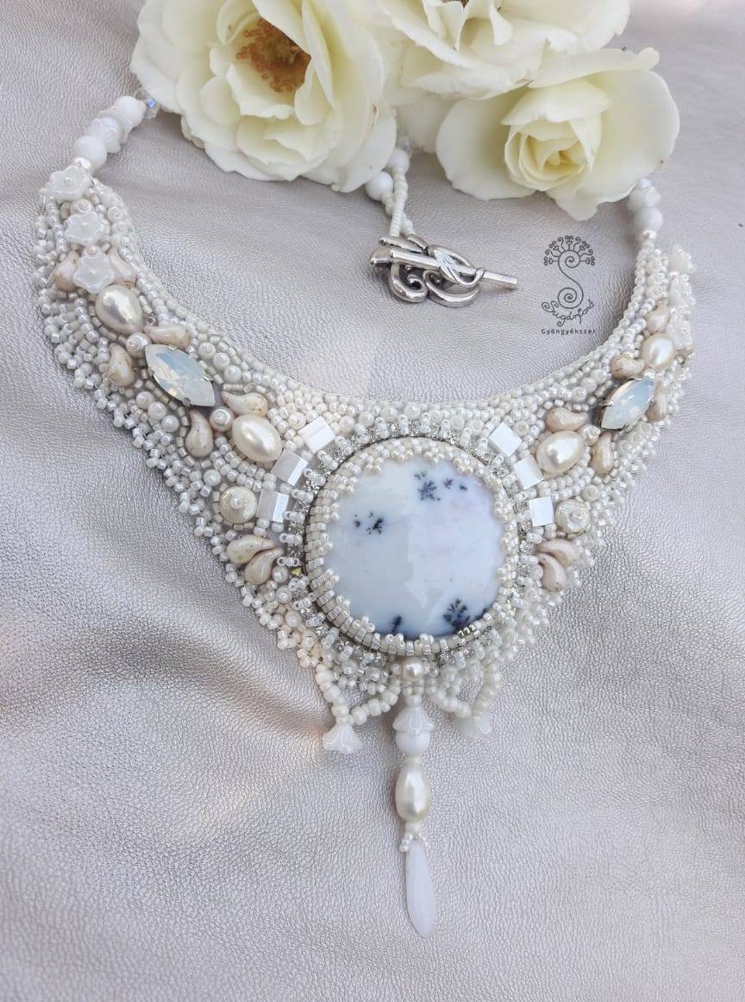 Bead Embroidered Bridal Necklace Wedding Jewelry With Etsy