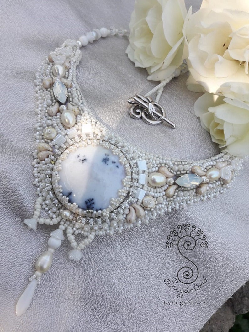 Bead Embroidered Bridal Necklace Wedding Jewelry with Etsy