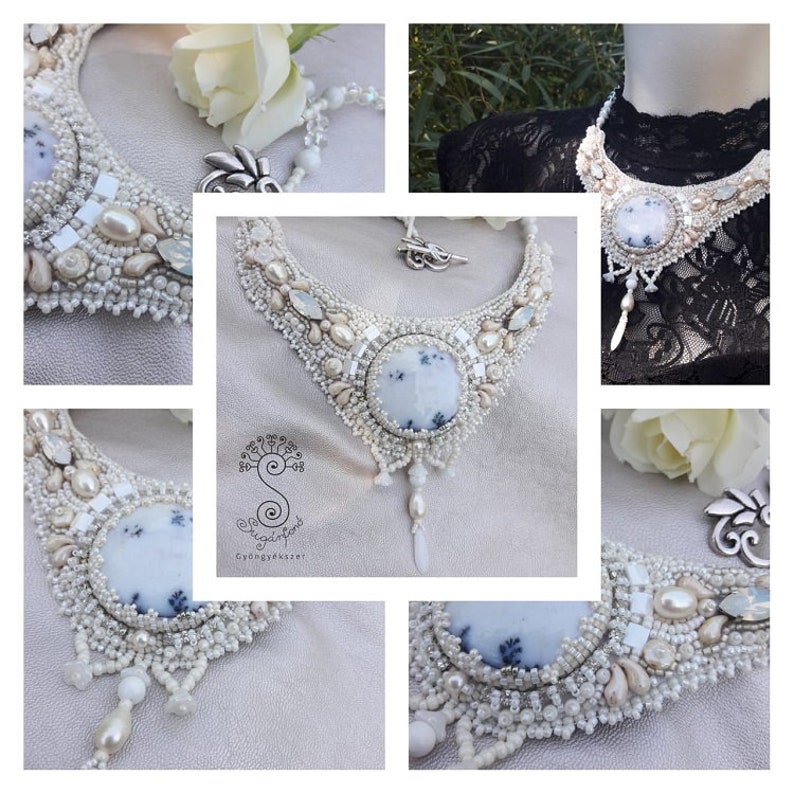 Bead Embroidered Bridal Necklace Wedding Jewelry with Etsy