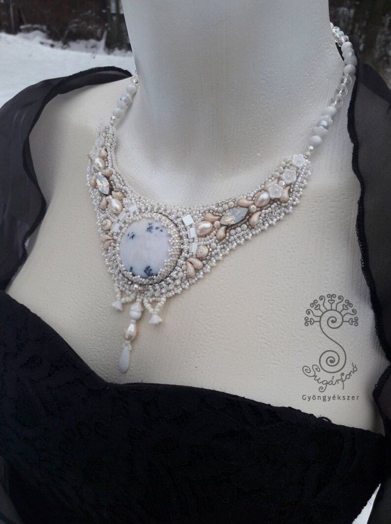 Bead Embroidered Bridal Necklace Wedding Jewelry with Etsy