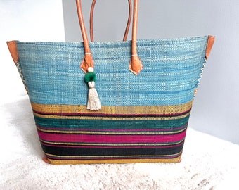 Strandtasche, Markttasche, Korbtasche, Shopper, Basttasche, Strohtasche, Fairtrade, Ibiza-Tasche, Totebag, Sommertasche, Korb, Accessoire