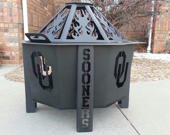 Oklahoma - University - fire pit - Sooners - OU - anniversary gift -  father's day - garden decor - bonfire