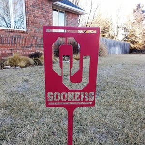 Yard Stake - 36&quot; - Oklahoma University - Sooners - OU - Garden Decor - Outdoor Decor - Sign - Lawn Decoration - Father&#39;s Day - Rectangle