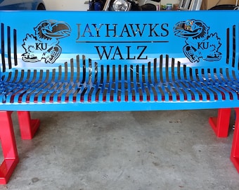 KU - Personalized - (6ft) - Glider - Bench - Patio Furniture - Father's Day - Anniversary Gift - Wedding Gift - Sports - College - NCAA
