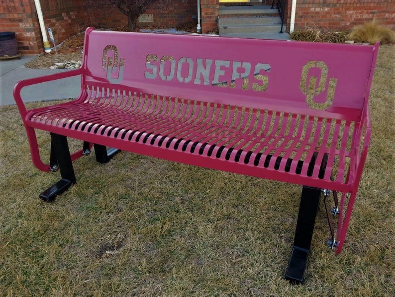 6ft OU Glider Bench Sooners Oklahoma Patio Furniture Etsy