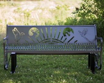 Personalized - (6ft) - Glider Bench - Patio Furniture - Father's Day - Anniversary Gift - Wedding Gift - Bench - Sports - College