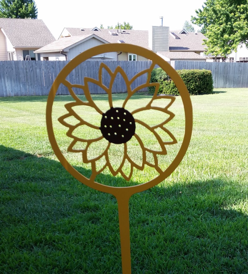 Sunflower Yard Art Garden Decor Yellow Flower Yard Etsy