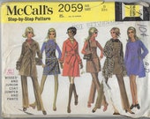 McCall 39 s 2059 Pattern, Mini Dress, Jumper Tunic, Wrap Trench Coat, Zipper Pants, Square Neck Jumper, Lined Wrap Coat Sz 11