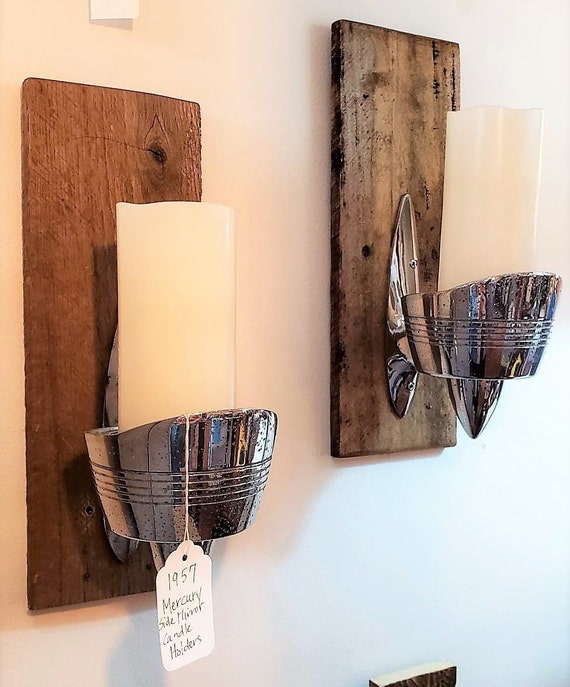 Classic 1957 Mercury Side Mirror Candle Holders