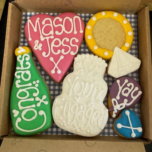 Engagement Cookie Gift Box: Personalised Royal Iced Cookies (Small Box)