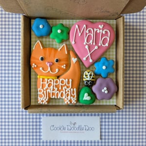 Cat lovers cookie box small / purrfect Happy Birthday biscuits set / Personalised
