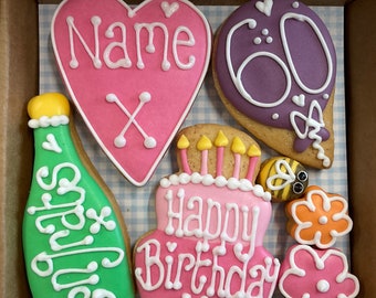 Congrats birthday cookie box sized 100mm x 100mm x 20mm. Perfect letterbox gifts for any occasion.