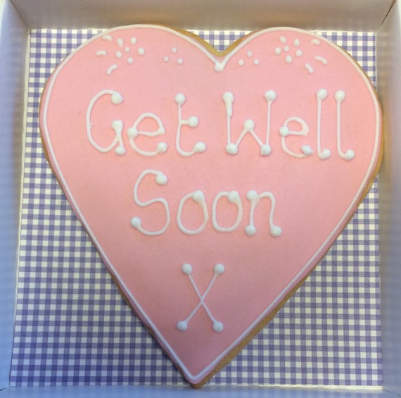Get Well Soon Heart shaped Biscuit / personalised cookie Etsy