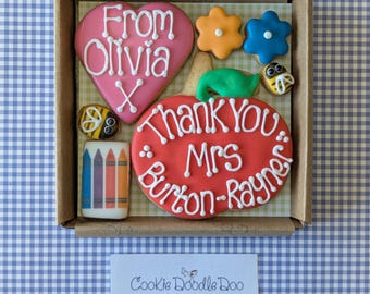 Teacher gift / thank you teacher / teacher cookies / Royal iced teacher biscuits / Personalised thank you Cookies