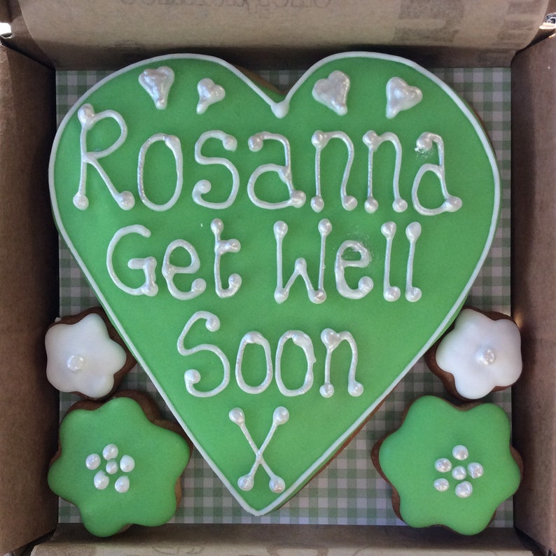 Get Well Soon Heart shaped Biscuit / personalised cookie Etsy