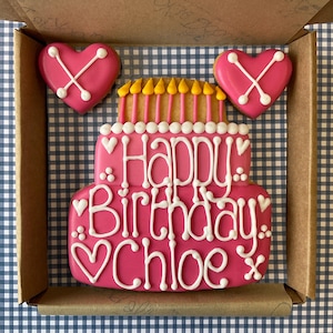 Happy Birthday Cake Cookie / cookie card / personalised biscuit Pink