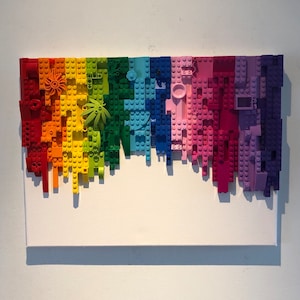Brick block mosaic wall art rainbow effect