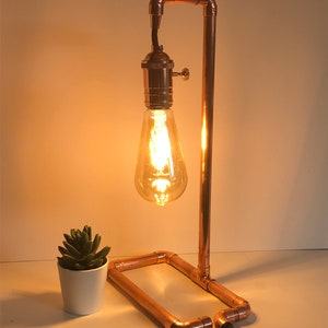 Copper pipe lamp, desk lamp, copper light, bedside lamp