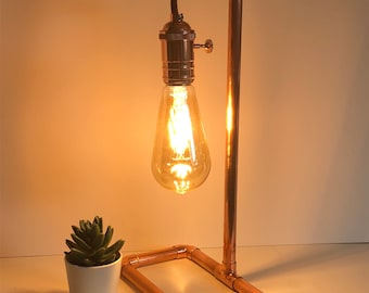 Copper pipe lamp, desk lamp, copper light, bedside lamp