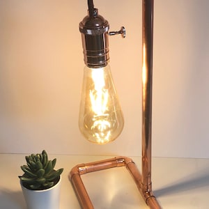 Copper pipe lamp, desk lamp, copper light, bedside lamp image 4