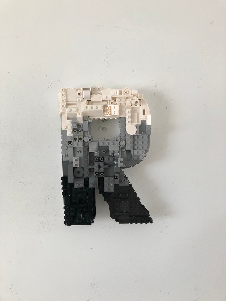 Bricks Letter R Brick Letter Art: Mono Mosaic Construction Block Initial - Etsy