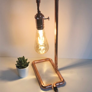 Copper pipe lamp, desk lamp, copper light, bedside lamp image 2