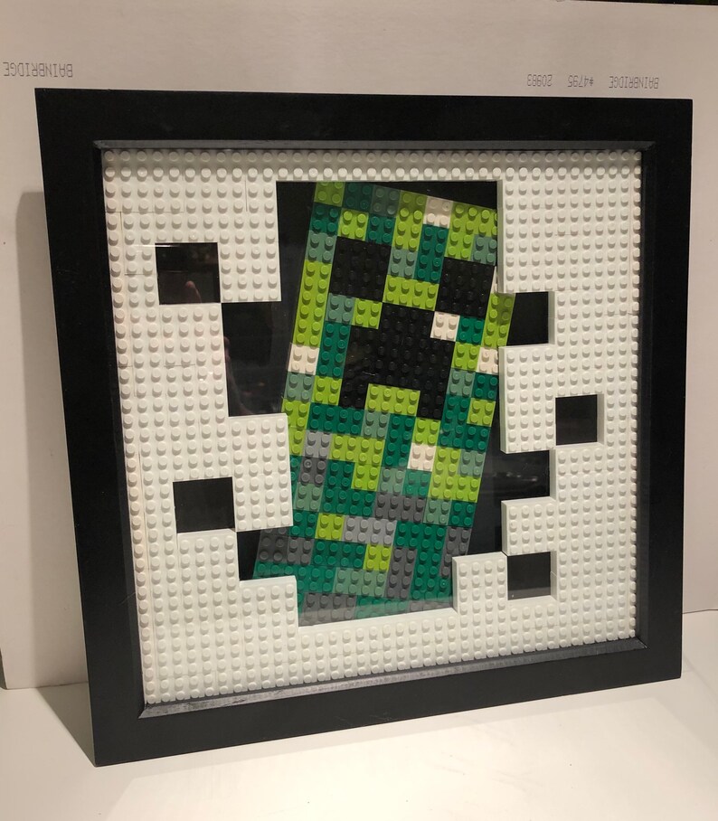 Minecraft creeper Lego brick mosaic wall art Etsy