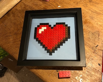 Brick block love heart mosaic wall art