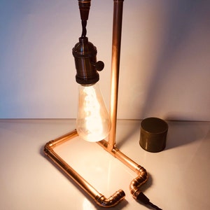 Copper pipe lamp, desk lamp, copper light, bedside lamp image 7