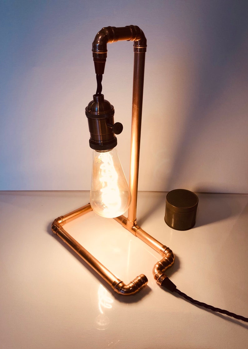 Copper pipe lamp, desk lamp, copper light, bedside lamp image 7