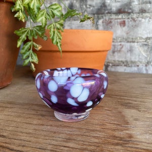 Purple Spots Bowl, Blown Glass, Glass Bowl, Small Bowl, Sauce Bowl, Housewarming Gift, Purple Glass, Gift Idea, Small Gift