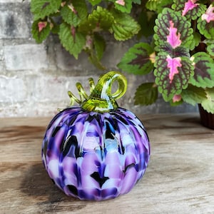 Purple Mix Glass Pumpkin, Blown Glass, Glass Pumpkin Decoration, Purple Glass, Gift Idea for Mom, Gift Idea for Dad, Fall Decoration