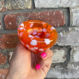 Orange Spot Bowl, Glass Bowl, Blown Glass, Home Decor, Gifts for Home, Kitchen Supplies, Mother's Day Gift Idea, Colorful Gift Idea