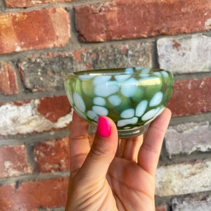 Aventurine Green Spot Bowl, Glass Bowl, Blown Glass, Decorative Object, Gifts for Home, Gift Idea, Small Bowl, Sauce Bowl, Gift for Friend