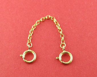 9ct Yellow Gold Strong safety Chain Extender 6mm Bolt Ring